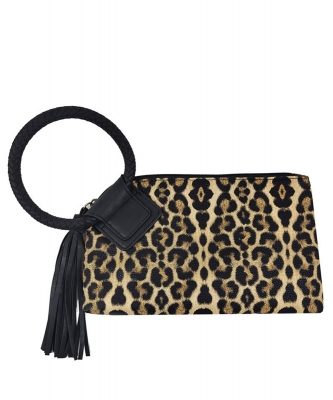Fashion Cuff Handle Tassel Wristlet Clutch BP204 LEOPARD/BLACK